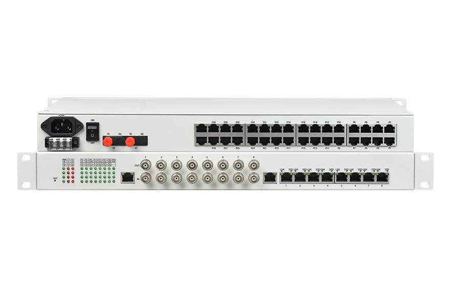 飛暢科技-32路電話+8E1+8FE物理隔離（1+1光備份，19英寸）電話光端機(jī)