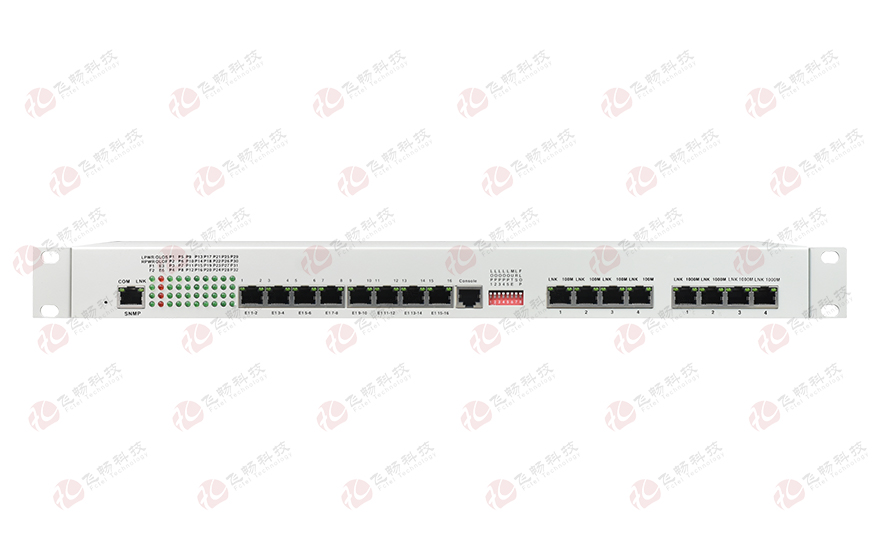 飛暢科技-32路電話+16E1+4FE+4GE+2路數(shù)據(jù)+SNMP+console（19英寸，物理隔離）電話光端機(jī)